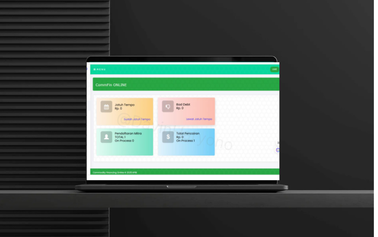 Dashboard Comoditas Financing System Web